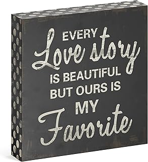 Barnyard Designs Wooden Signs for Home Decor, Motivational Desk Decorations for Women Office or Bathroom Shelf Décor (Every Love Story)