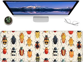Cute Colorful Beetle Gaming Mouse Pad – 12x31.5in Large Extended Desk Mat with Vibrant Insect Design – Non-Slip Rubber Mousepad for Office Home – Deskmat Gifts for Nature Lovers Decor