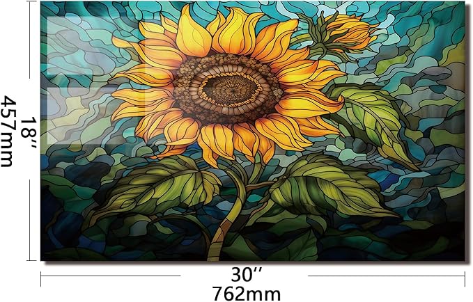 Evgosm Tempered Glass Backsplash for Kitchen, sunflower Stove Splashback, Glass Backsplash, Used for Kitchen Wall Protection and Decoration, Easy to Install and Clean. (30x18'')