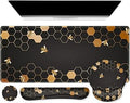 iCasso Desk Mat, Gaming Mouse Pad Wrist Support Set,4in1 XXL Large Mousepad + Keyboard Wrist Rest+Mouse Wrist Rest+Coaster Set with Ergonomic Design for Home Office Table Computer-Honeycomb