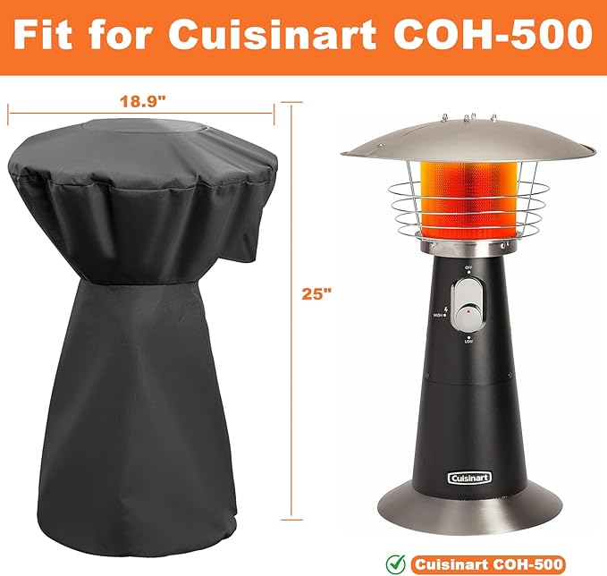 Heater Cover for Cuisinart COH-500 Portable Tabletop Heater, Replacement for Cuisinart CHC-501 Tabletop Patio Heater Cover, Durable 600D Waterproof Snowproof Rip-Resistant Polyester