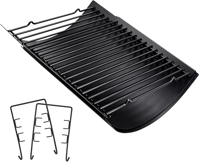 Criditpid 15.75" - 26" Ash Pan Replacement Parts for Char griller 5050 5650 2121 5072 3001 2828 2123 2823 2929 E1224 1224 Charcoal Grill, Adjustable Ash Tray with 2 Fire Grate for Chargriller Parts