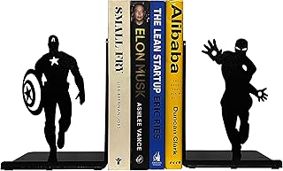 Superhero Bookends | Decorative Bookends for Shelves | Non-Skid Book Holders for Shelves, Table | Unique Home/Office Decor | Heavy Bookends| Metal Book Ends| 7x5.5x4 Inches Each