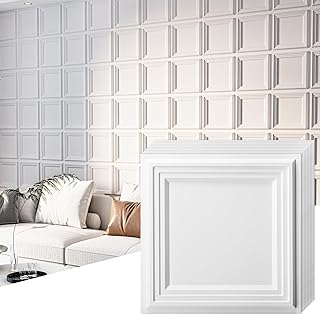 Art3d 33-Pack 3D Textured Accent Wall Panel for Interior Décor, Waterproof PVC Decorative Wall Paneling for Living Room Bedroom Gaming Room Office, 11.8"x11.8" Cover 32.Sq.Ft., White