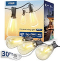 VIPAR Outdoor String Lights 30FT LED Patio Lights Waterproof with 13+1 Shatterproof ST38 Edison Bulbs, Connectable Outside Hanging Light for Porch, Garden, Backyard, Deck, Balcony, Decor, 2700K