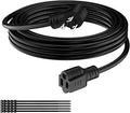 Extension Cord 10 FT, 3 Prong Extension Power Cord, 90 Degree Right Angle Plug Design, 16/3 Gauge Flexible Cold, 13A 1625W 16AWG, Save Space 3 Prong Electric Cord, ETL, Black Cable with 25 Cable Ties