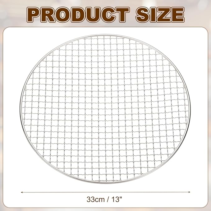 uxcell Stainless Steel Cooling Racks,13 Inch Round BBQ Grill Net Steaming Rack, Oven & Dishwasher Safe, for Baking Grilling Roasting Silver