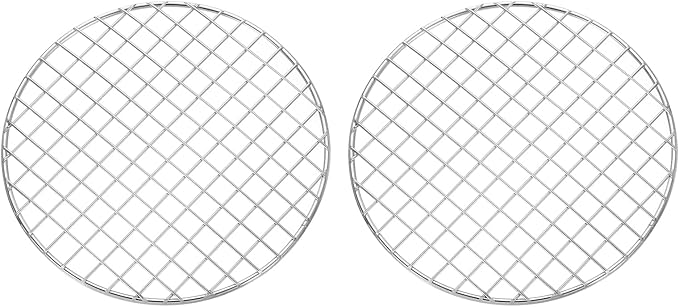 uxcell 2 Pcs Round Cooking Rack, Dia 7.9 Inch Stainless Steel Grill Grate Cross Wire Barbecue Grill for Cooking Baking Air Fryer Racks, Silver