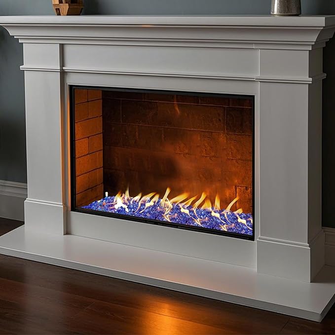 Skyflame High Luster 10-Pound Regular Fire Glass for Fire Pit Fireplace Garden Landscaping Cobalt Blue 1/2" Size