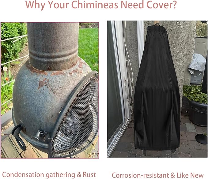 Chiminea Cover for SINGLYFIRE Prairie Outdoor Chiminea, Waterproof Outdoor Fireplace Fire Pit Cover- 20"D x 54.5"H