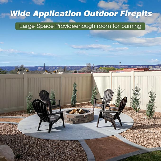 Outdoor Fire Pit Ring 27.5-Inch Outer/23.6-Inch Inner, Fire Pit Insert Round Metal Steel Fire Rings for Outside Wood Burning Fire Pits-Above Or In-Ground, Patio Backyard Camping Bonfire