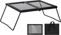REDCAMP Folding Campfire Grill Heavy Duty Steel Grate, Portable Camp Fire Cooking Rack Over Fire Pit with Carrying Bag for Outdoor BBQ Camping