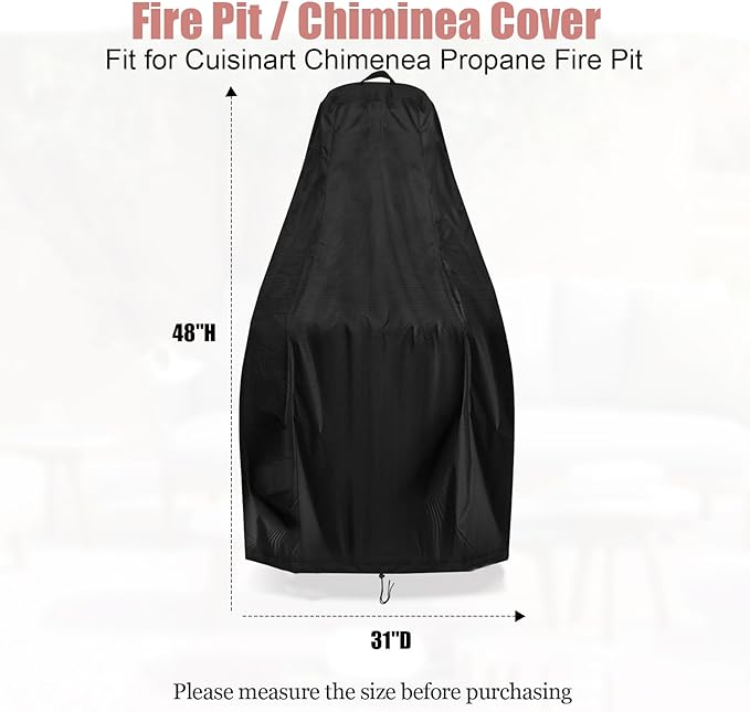Chiminea Cover for Cuisinart Chimenea Propane Fire Pit, Waterproof Outdoor Gas Fire Pit Cover- 31"D x 48"H