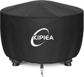Kipiea Round Fire Pit Cover - 100% Waterproof Outdoor Firepit Cover, Upgraded 600D Strong Tear and UV Resistant, 32" Dia X 16" H