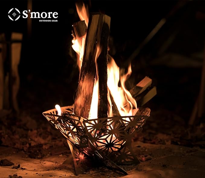 S'more Portable Assembled Camping Fire Pit,Outdoor Fire Pit with grill for cooking,Firepit Stove with storage bag,Backyard Patio Garden Fireplace for Camping, Outdoor Heating,Bonfire,Picnic-S size
