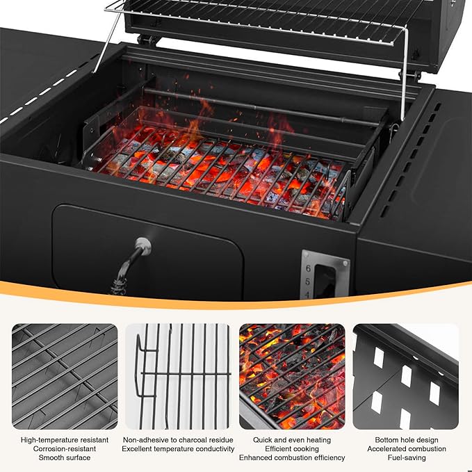 15-28 Inch Stretchable Charcoal Tray for PS9900, 47183T-21, High-Temperature Coating Charcoals Basket for HC4518L PS9500 8500 6800 6500 SH19030119 SH19030219 SH9916 Smoke Hollow Grill Replacement Part