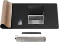 Chihein 39" x 20" 3XL Desk Mat with Cork & PU Leather (Black), Dual Sided Desk Pad, Waterproof Computer Desk Mat for Gaming, Office, Home