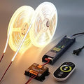 BENLUN 24V CCT COB LED Strip Lights Kit 65.6ft (2 Rolls of 32.8ft), 2700K-6500K Dimmable White Cuttable LED Tape Light CRI 93 with Remote Controller and Power Supply for Bedroom Indoor Decoration