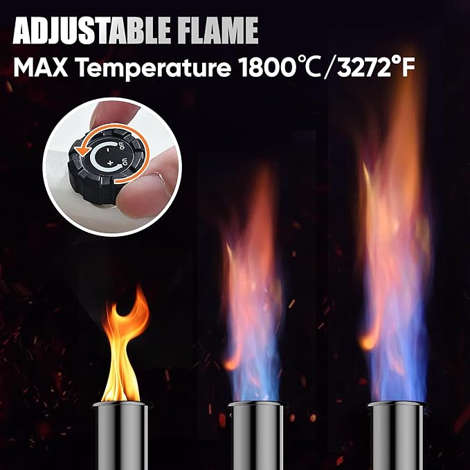 Propane Torch Gun with One-Touch Max Fire, Kitchen Blow Torch with a Safety Lock for Sous Vide Searing Steak, Grill, Charcoal Starter, Campfire (Propane Tank Not Included)