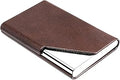 Padike Business Card Holder, Upgraded Leather Business Card Case Pocket Card Holders for Men or Women, Metal Slim Name Card Holder RFID Blocking Business Card Carrier with Magnetic Closure (Z-Coffee)