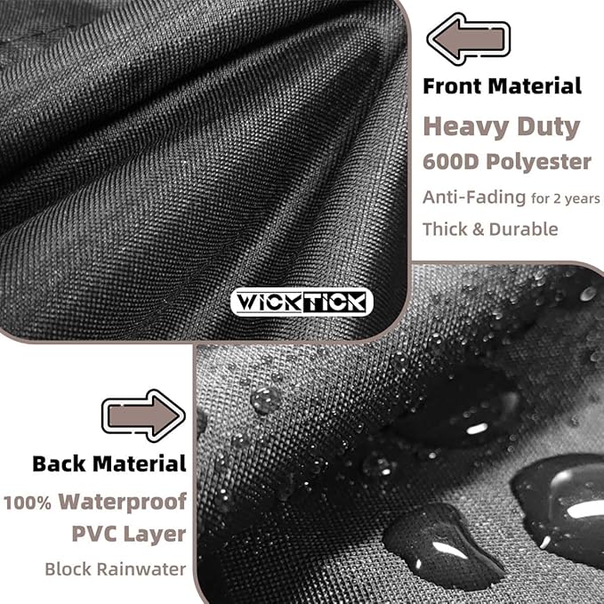 WICKTICK Rectangular Gas Fire Pit Table Cover 44 x 28 inch, Waterproof 600D Heavy Duty Fire Table Cover for 40 - 44 inch Patio Propane Firepit Tables