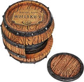 Pine Ridge Whiskey Bourbon Barrel Coaster Set - 5 Rustic Pieces for Bar Decorations for Home, Coasters for Men, Ideal Bar Coasters for Whiskey and Bourbon Drinkers, Man Cave Essentials