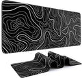 DIGSOM Mouse Pad Gaming Mousepad 31.5 x 11.8in Large Mouse Pad for Keyboard and Mouse with Anti-Slip Rubber Base, Keyboard Pad XL Mouse Mat for Home and Office（Black with White Topographic Line）