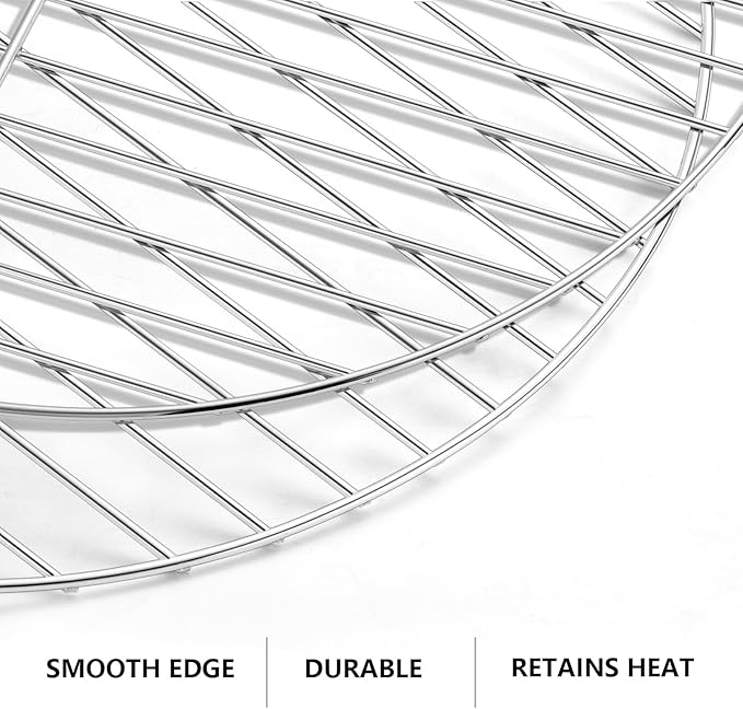 13.7" Round Grill Grates Set of 3, Leonyo Replacement Cooking Grates, Chromed Iron Steel Charcoal Grilling Rack Grid for 14" Charcoal Grill Replacement Parts