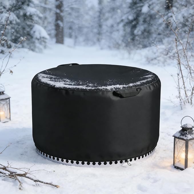 Chinchilla Fire Pit Cover Round for Solo Stove Yukon 27", Waterproof Smokeless Fire Pit Cover, 600D Strong Tear Resistant, Fits for Gas/Table/Bowl Fire pits