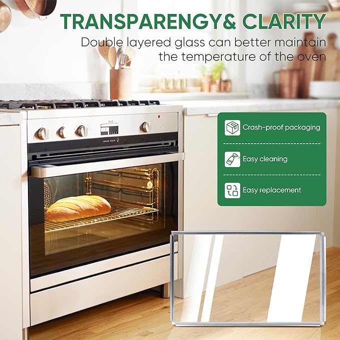 WB56X22160 Range Oven Inner Door Glass Compatible with GE, Hotpoint, Kenmore Range - Replaces WB55T10154, WB56T10152, WB56X26391, AP5949162, 3283296 - Heat-Resistant Tempered Glass Replacement Part