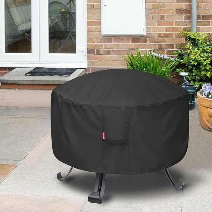 SheeChung Fire Pit Cover Round 36" D X 12" H,Heavy Duty 600D Outdoor Waterproof & Tear Resistant Fire Bowl Covers,Fits for 32/34/36inch Patio Round Firepit,Anti UV and Tear Resistant