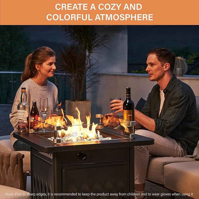 NUPICK 20 Pound Fire Glass, 1/2 Inch Reflective Fire Pit Rocks, Fit with Fireplace Glass, Rose Gold