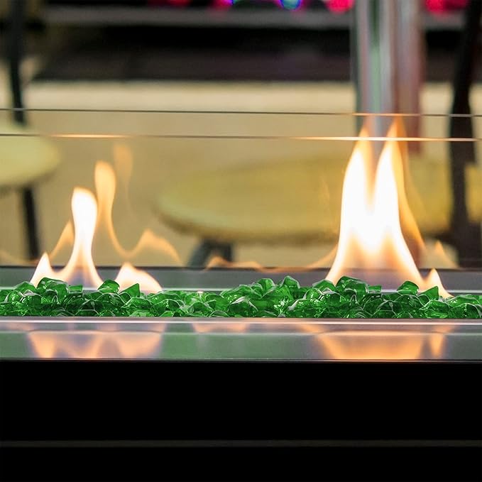 Mr. Fireglass 1/2-Inch Polygon Fire Glass for Fireplace Fire Pit & Lanscaping, 10 Pounds High Luster Emerald Green