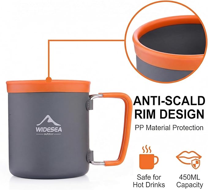 widesea 8PCS Camping Cookware Mess Kit Backpacking Outdoor Lightweight with Pot Pan Tableware