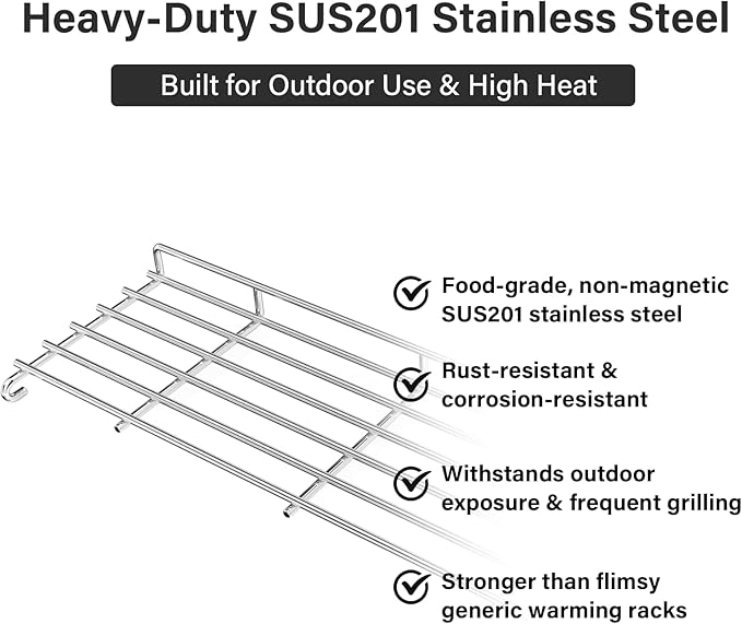 32.7"×5.8" Stainless Steel Warming Rack Foldable - 66045 Fits Weber Genesis II 400 Series Gas Grills (E410/S410/SE410,2016+)