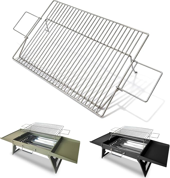 Charmline Stainless Steel Grill Grate Replacement, Lift-Up BBQ Cooking Grid with Handles, Suitable for Charmline Portable Charcoal Grill, Ideal for Meat, Steak & Outdoor Camping (20x14in)