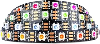 SEZO WS2812B LED Strip Light 3.3FT/1M 60LEDs/m Individually Addressable Programmable 5050SMD Digital RGB Alloy Wires Flexible Dream Color IP30 Non-Waterproof PCB Black DC5V
