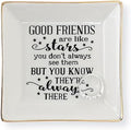 HOME SMILE Good Friends Bestie Birthday Gifts for Women Her Ring Trinket Dish Jewelry Tray-Good Friends are Like Stars - You Don't Always See Them But You Know They're Always There, Friendship Gifts