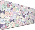 Cute Pink Cat Gaming Desk Mat, Computer Keyboard Large Extended Kawaii Pastel Cat Mouse Pad for Office and Home, 31.5×11.8 Inches, XL
