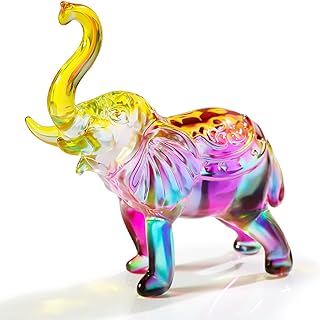 YWHL Crystal Glass Elephant Figurine Gifts for Women, Handmade Colorful Elephant Statue Decor Gift for Elephant Lovers, Crystal Animals Figurines Collectible for Home Decor