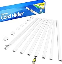 Delamu 113.6in Cord Hider, Cord Covers for 1-2 Wire, Paintable Cable Hider, Wire Covers for Cords on Wall, Wire Hiders for TV on Wall, Cable Cover Cable Management, W0.59in H0.40in