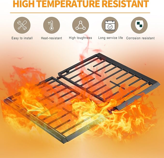 Atgestore W11394363 Burner Grate Replacement for Whirlpool Stove Parts Cast Iron Grate Kit WPW10447923 WFG524SLAB0 WFG524SLAB1 Whirlpool Gas Range Parts Stove Top Cooktop Surface Burner Grate Rack