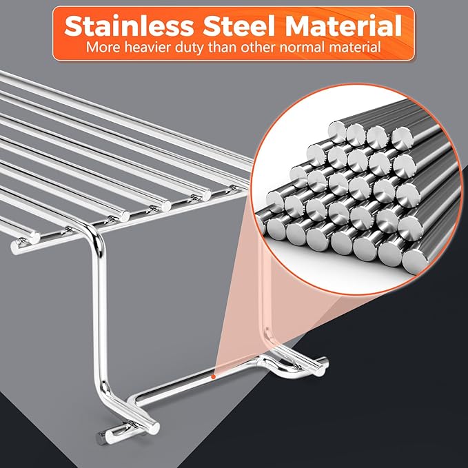 QuliMetal Stainless Steel Warming Rack for Weber Spirit 300, Grill Parts for Weber Spirit 2 300 Series Grills with Front Control Knobs, 7641 Upper Rack for Weber Genesis Silver Gold B/C Grills