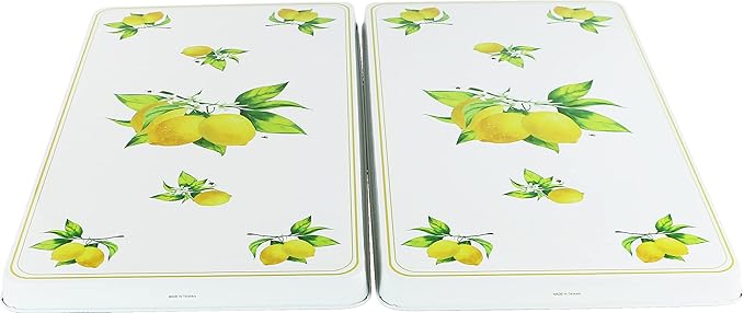 Reston Lloyd Decorative Lightweight Tin Rectangular Stovetop/Burner Cover Set, Fresh Lemons & Honey Bees, 11.25 x 19.75
