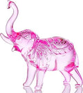 YWHL Pink Crystal Elephant Figurine Gifts for Elephant Lovers, Glass Animals Statue Decor, Handmade Art Collectible Decoration for Home Table Centerpiece