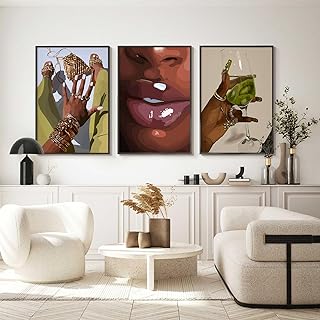 Tanmart Black Girl Wall Art African Woman Canvas Wall Decor American Black Women Wall Art Black Female Pictures Fashion Abstract Poster for Home Bedroom 16x24 Inch Unframed Set of 3