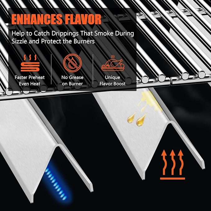SUS304 Stainless Steel 7635 Flavorizer Bars for Weber Spirit E210, E220, S210, S215, Spirit 200 & GS4 Spirit II E210, Spirit II E220 Grills with Front Control, 15.3" Grill Parts for Weber 67045