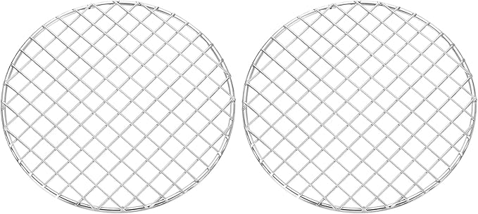 uxcell 2 Pcs Round Cooking Rack, Dia 7.5 Inch Stainless Steel Grill Grate Cross Wire Barbecue Grill for Cooking Baking Air Fryer Racks, Silver
