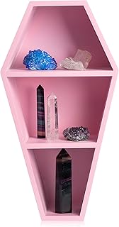 MANNY'S MYSTERIOUS ODDITIES Coffin Shelf - Spooky Gothic Decor for The Home - Pink Hanging Wooden Shelf for Wall or Table Top - 15 Inches Tall by 8 Inches Wide