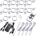 Under Bar Lighting, Workspace Accent Light Kit, 120V Cabinet LED Puck, Daisy Chained Linkable, Plug-in & Hardwiring, Wireless RF Remote Control Dimmable, White Cables, Daylight, 10 Lights